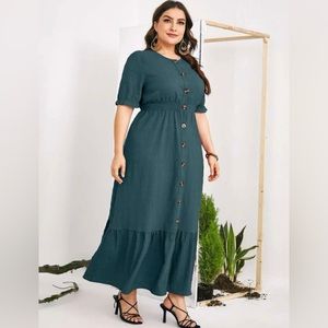 Casual Button front green dress